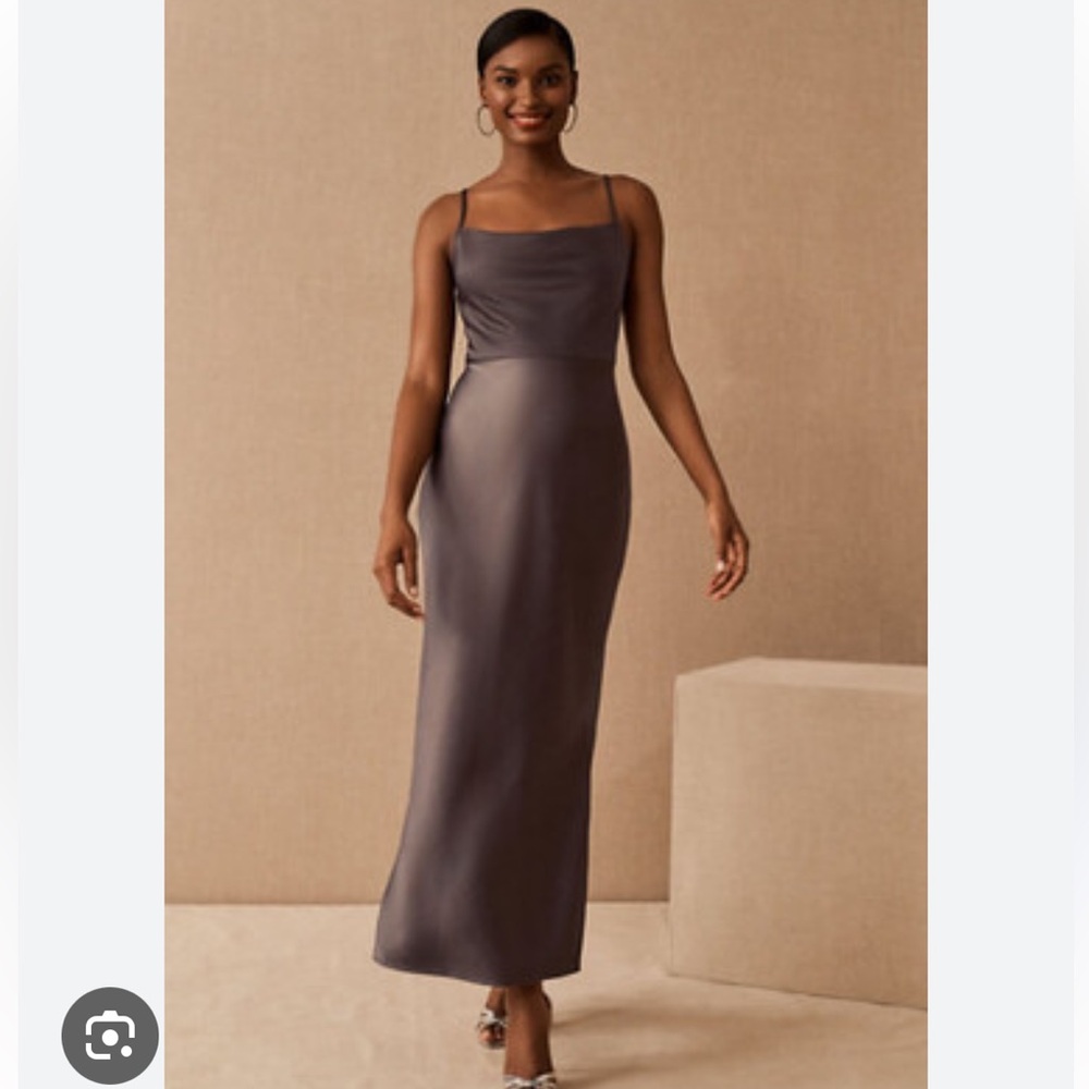 BHLDN Cali Satin Charmeuse Cowl-neck Midi Dress